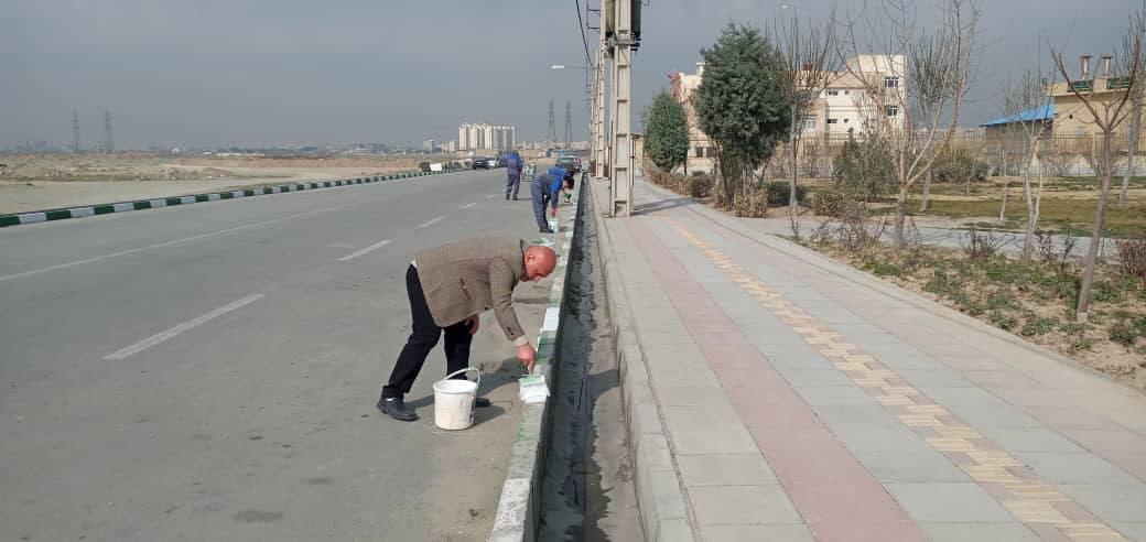 رنگ آمیزی جداول منطقه شش در قالب طرح استقبال از بهار