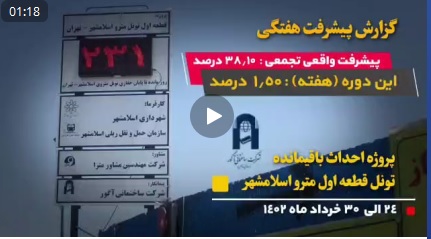 گزارش هفتگی پیشرفت عملیات اجرایی پروژه ایستگاه مترو میدان نماز