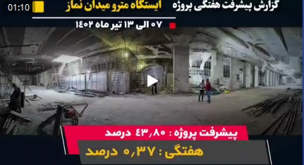 گزارش هفتگی پیشرفت عملیات اجرایی پروژه ایستگاه مترو میدان نماز اسلامشهر